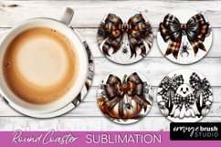 Halloween Coquette Bow Round Coaster Sublimation Product Image 1