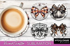 Halloween Coquette Bow Round Coaster Sublimation Product Image 1