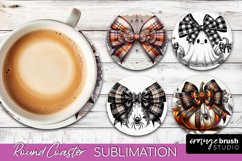 Halloween Coquette Bow Round Coaster Sublimation Product Image 1