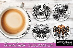 Halloween Coquette Bow Round Coaster Sublimation Product Image 1