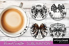 Halloween Coquette Bow Round Coaster Sublimation Product Image 1