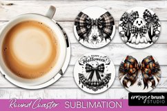 Halloween Coquette Bow Round Coaster Sublimation Product Image 1
