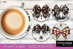 Halloween Coquette Bow Round Coaster Sublimation Product Image 1