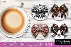 Halloween Coquette Bow Round Coaster Sublimation Product Image 1