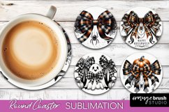 Halloween Coquette Bow Round Coaster Sublimation Product Image 1