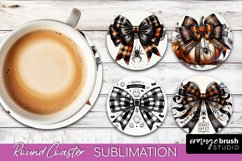 Halloween Coquette Bow Round Coaster Sublimation Product Image 1