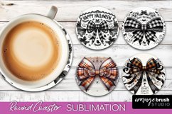 Halloween Coquette Bow Round Coaster Sublimation Product Image 1