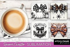 Halloween Coquette Bow Square Coaster Sublimation Product Image 1