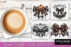 Halloween Coquette Bow Square Coaster Sublimation Product Image 1