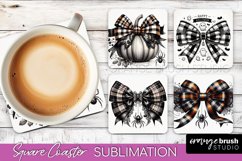 Halloween Coquette Bow Square Coaster Sublimation Product Image 1