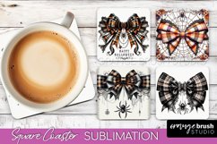 Halloween Coquette Bow Square Coaster Sublimation Product Image 1