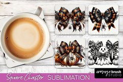 Halloween Coquette Bow Square Coaster Sublimation Product Image 1