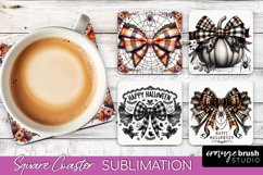 Halloween Coquette Bow Square Coaster Sublimation Product Image 1