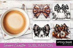 Halloween Coquette Bow Square Coaster Sublimation Product Image 1