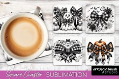 Halloween Coquette Bow Square Coaster Sublimation Product Image 1