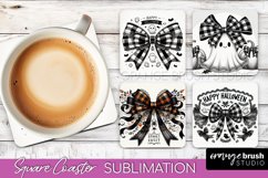 Halloween Coquette Bow Square Coaster Sublimation Product Image 1