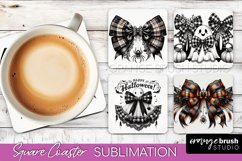 Halloween Coquette Bow Square Coaster Sublimation Product Image 1