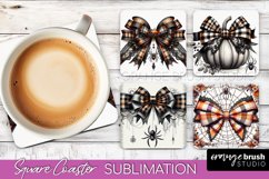 Halloween Coquette Bow Square Coaster Sublimation Product Image 1