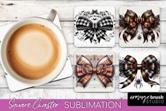 Halloween Coquette Bow Square Coaster Sublimation Product Image 1