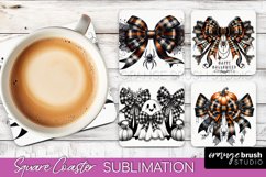 Halloween Coquette Bow Square Coaster Sublimation Product Image 1