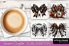 Halloween Coquette Bow Square Coaster Sublimation Product Image 1