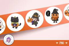 Halloween Stickers PNG Kawaii Clipart Cute Ghost Cat Pumpkin Product Image 3