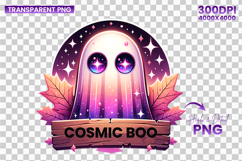 halloween cosmic boo ghost png, celestial halloween clipart, cosmic ghost sublimation, galaxy halloween design, mystical ghost png, halloween sublimation clipart, space halloween ghost, cosmic boo png, halloween stars and moon design, spooky cute ghost pn