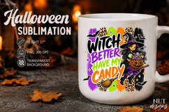 Kawaii witch riding a broom Halloween candy bucket Product Image 3