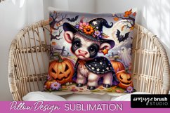 Highland Cow Pillow Cover, Cute Halloween Pillow Sublimation Product Image 1