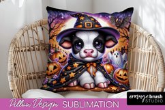 Highland Cow Pillow Cover, Cute Halloween Pillow Sublimation Product Image 1