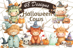 Halloween Highland Cow Clipart PNG Product Image 1