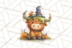 Halloween Highland Cow Clipart PNG, Cute Cow Png Product Image 3