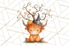 Halloween Highland Cow Clipart PNG, Cute Cow Png Product Image 4