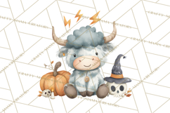 Halloween Highland Cow Clipart PNG, Cute Cow Png Product Image 5