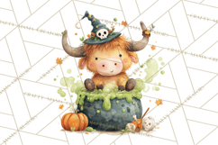 Halloween Highland Cow Clipart PNG, Cute Cow Png Product Image 4