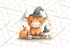 Halloween Highland Cow Clipart PNG, Cute Cow Png Product Image 5
