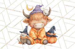 Halloween Highland Cow Clipart PNG, Cute Cow Png Product Image 4