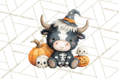Halloween Highland Cow Clipart PNG, Cute Cow Png Product Image 5