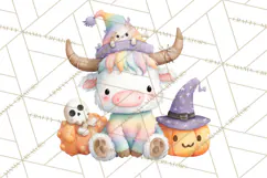 Halloween Highland Cow Clipart PNG, Cute Cow Png Product Image 2