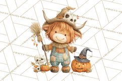 Halloween Highland Cow Clipart PNG, Cute Cow Png Product Image 3