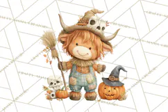 Halloween Highland Cow Clipart PNG, Cute Cow Png Product Image 3