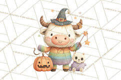 Halloween Highland Cow Clipart PNG, Cute Cow Png Product Image 4