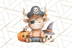 Halloween Highland Cow Clipart PNG, Cute Cow Png Product Image 5