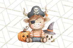 Halloween Highland Cow Clipart PNG, Cute Cow Png Product Image 5