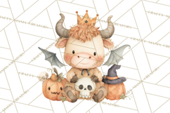Halloween Highland Cow Clipart PNG, Cute Cow Png Product Image 3