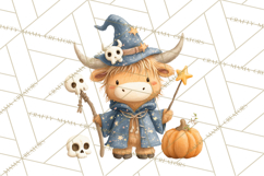 Halloween Highland Cow Clipart PNG, Cute Cow Png Product Image 5
