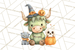 Halloween Highland Cow Clipart PNG, Cute Cow Png Product Image 3