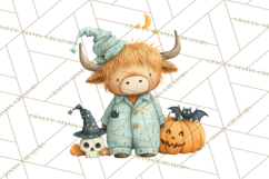 Halloween Highland Cow Clipart PNG, Cute Cow Png Product Image 3