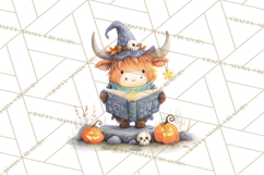 Halloween Highland Cow Clipart PNG, Cute Cow Png Product Image 4