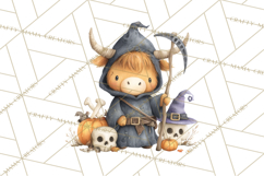 Halloween Highland Cow Clipart PNG, Cute Cow Png Product Image 5